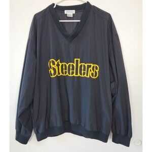 Vintage First USA Nylon Pittsburgh Steelers V Neck Pullover W Pockets, One Size